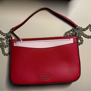 NWOT Kate Spade Sadie leather crossbody in Red with Pink wallet insert.